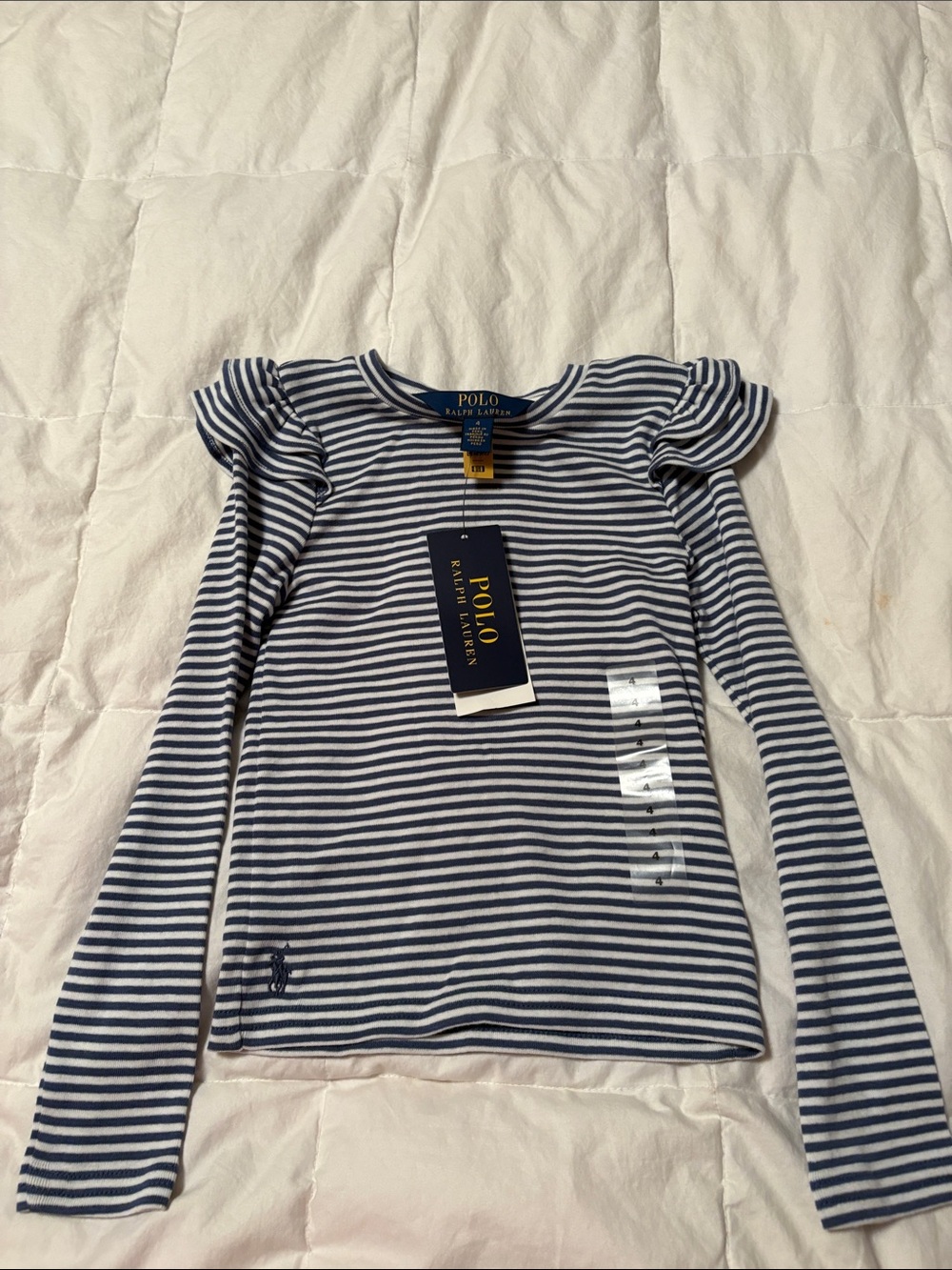 Polo by Ralph Lauren Girls' Navy & White Striped Long-Sleeve Top